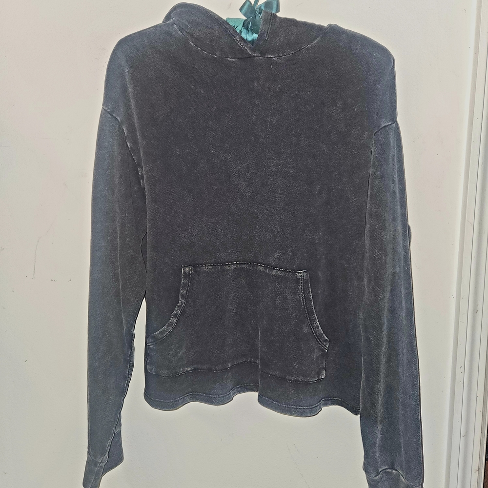 Women's Black Stone Washed Hoodie Sweater 90's Style